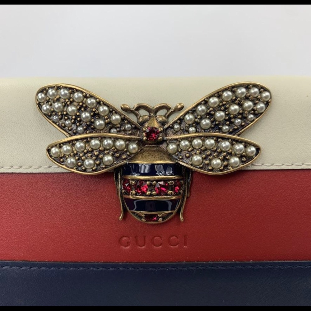 * RARE * Gucci Queen Margaret Card Case in White, Blue, and Red NEW IN BOX W BAG - Picture 2 of 12